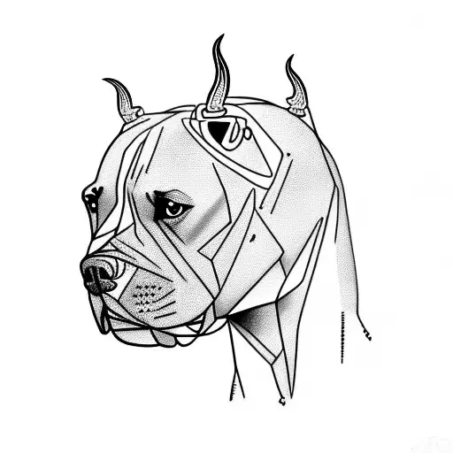 Pitbull Head With Flames Instead Of Eyes