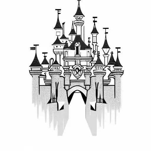 Disneyland Paris Castle Surrounded By Fish