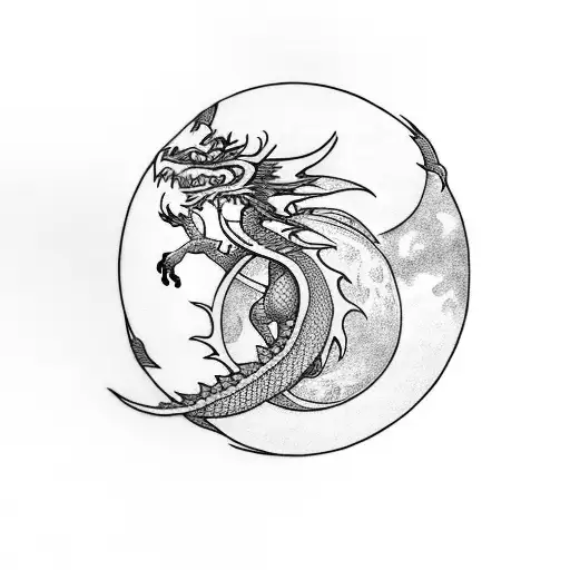 Dragon Hugging A Moon