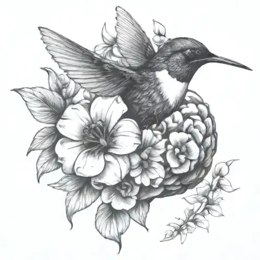 Brain With Flowers Hummingbird