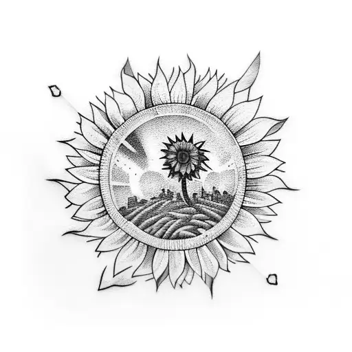 Palm Tree With Sunflower