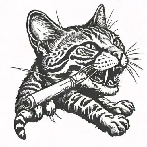 Tabby Cat Rolling A Spliff Drugs