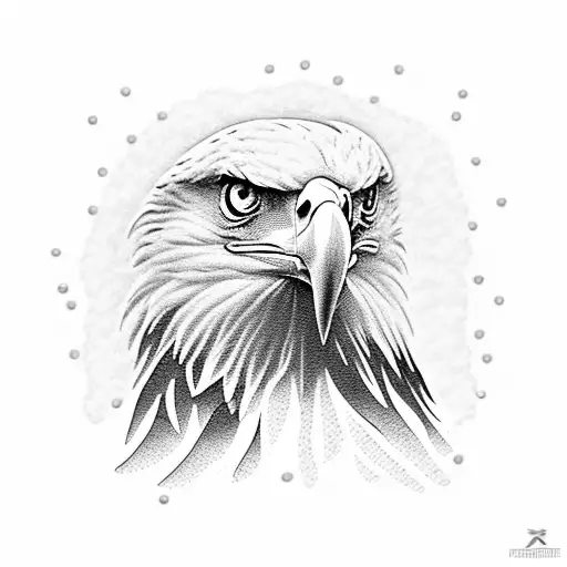 Eagle Covered In Snow On A Limb