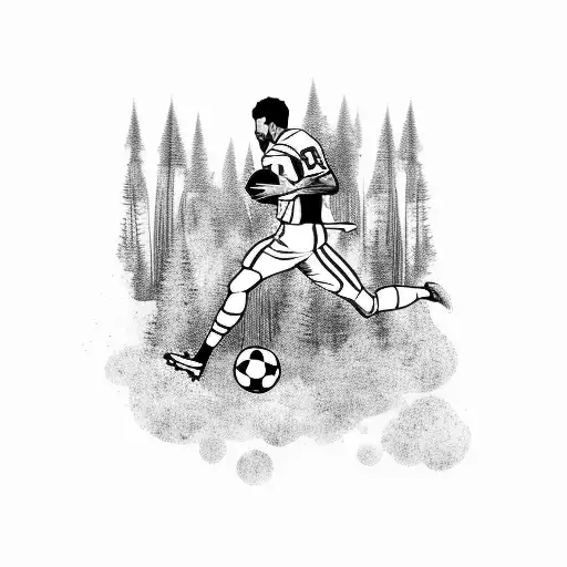 A Football Player Surrounded By A Forest