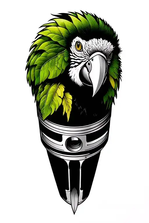 Piston With Foliage And Alexandria Parrot Green