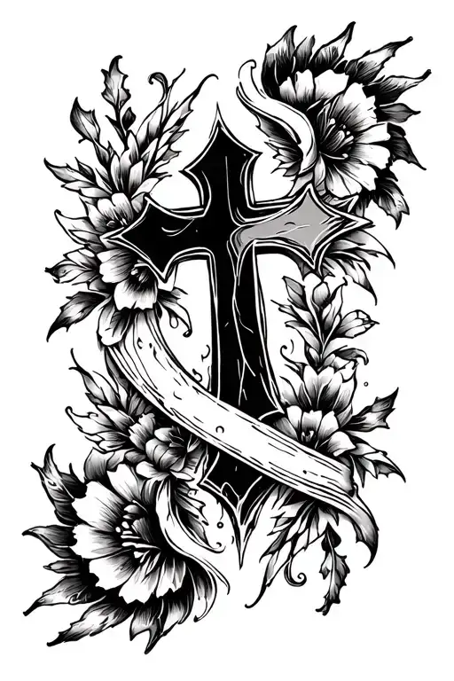 Black Cross With One Side