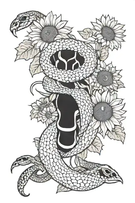 Snake And Sunflowers Wrapped