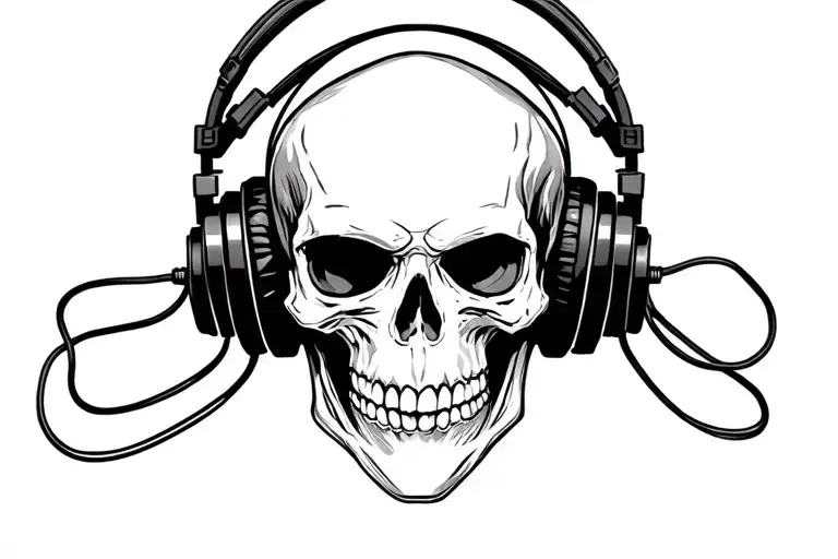 Skull Wearing Headphones And Djing