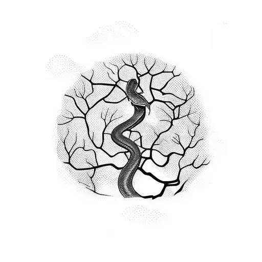 A Snake Moving Up A Tree