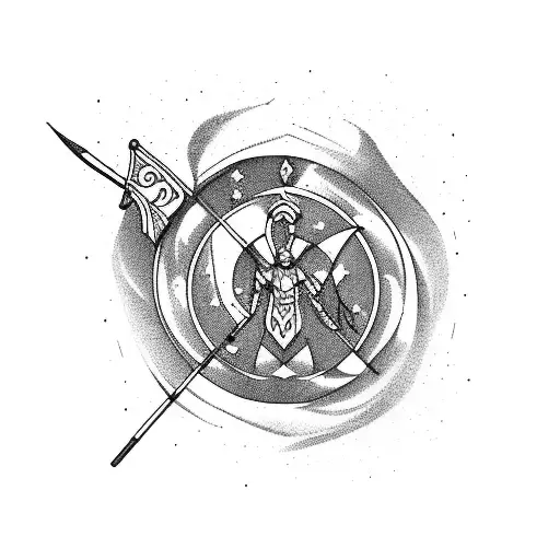 Traditional Sagittarius Archer Shooting An Arrow