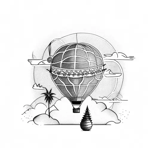 Hot Air Balloon With Palm Tree