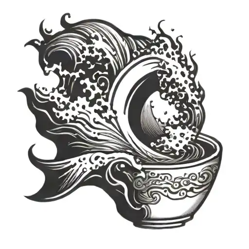 A Coffee Cup Morphing Into A Crashing Wave With Rays Of Sunlight Shining Through The Water