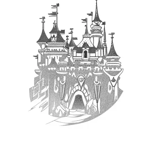 Disneyland Paris Castle Surrounded By Fish