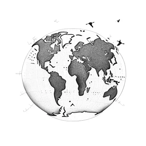 World Map With Airplane Flying Across