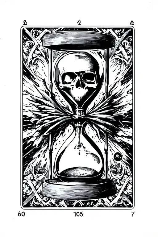 Hour Glass And Death Tarot Card