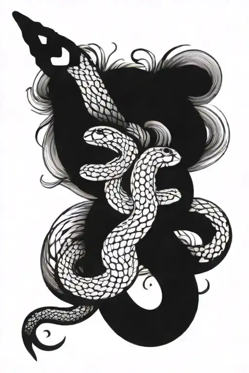 Cross And Snake Coiled