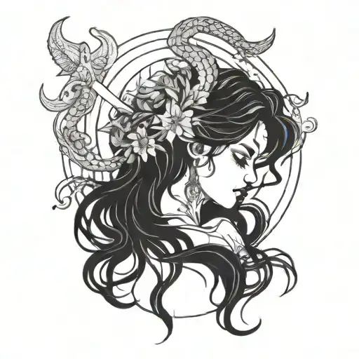 A Mystical Interpretation Of Be Lilith With Moon And Star Motifs Intertwined In Her Hair