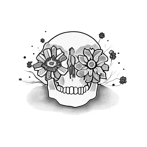 Flowers Growing From A Broken Skull