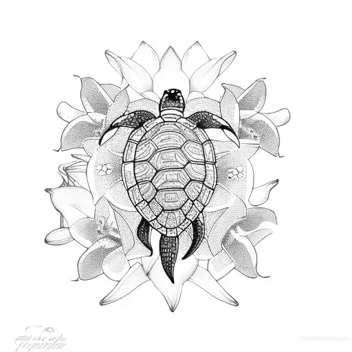 Turtle And Lillies