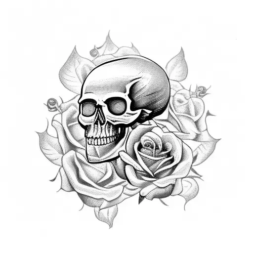 An Intricate Skull Adorned With Delicate Book Pages And Surrounded By Dark Romantic Roses