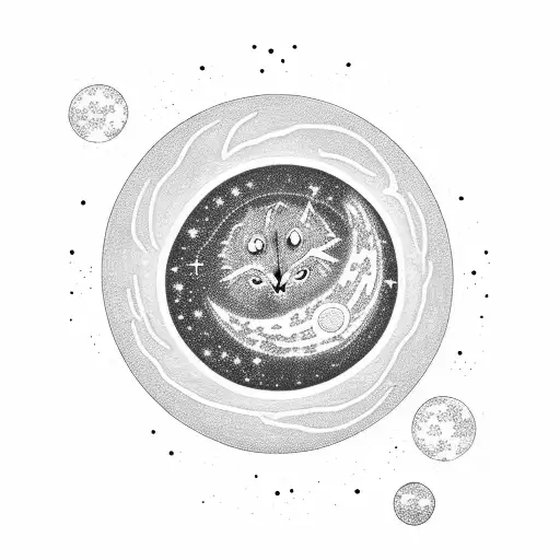 A Mystical Moon With A Trail Of Stars Forming The Word 'Mjm & Lsd'