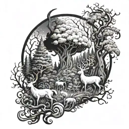 A Mystical Forest Scene With Magical Creatures Inspired By Fantasy Movies