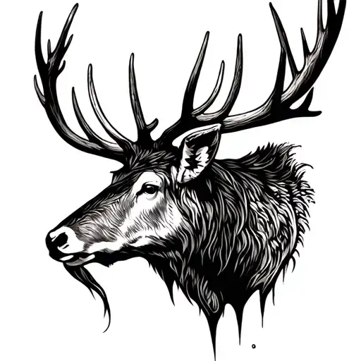 Elk Black With Antlers