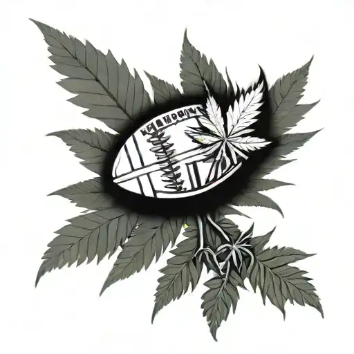 A Football And Marijuana Leaf Intertwined In A Dynamic Design