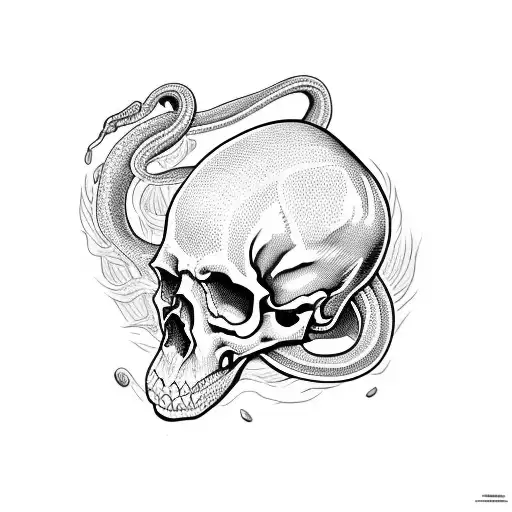 A Skull Where A Snake Goes Through The Bowl