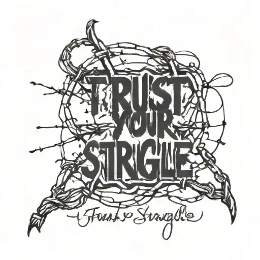 Barb Wire Going Across Chest With The Quote Trust Your Struggle