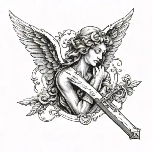 Angel With A Cross On Throat