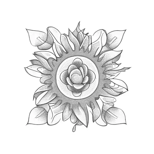 Vine In A Circle With 3 Daisies And 5 Leaves