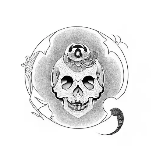 Yin Yang With Los Meurtos Skull And Dog