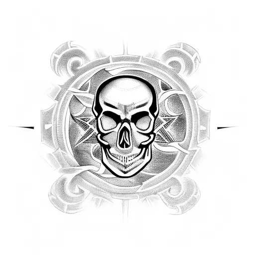A Skull With Occult Symbols Incorporated Into Its Design