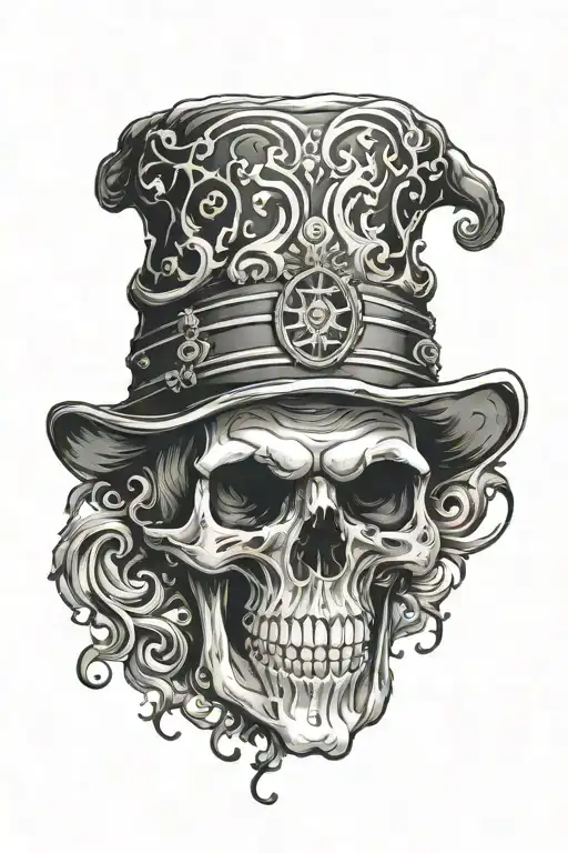 A Skull With A Jester Hat Surrounded By Swirling Smoke