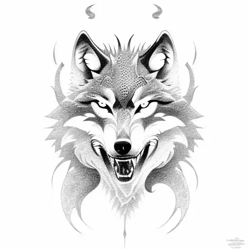 Wolf Fighting With A Dragon