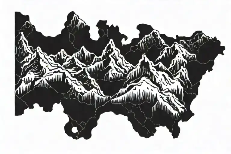 Minimalist Topographic Map Tatoo Of The Rocky Mountains Of Colorado To The Pacific Ocean Covering