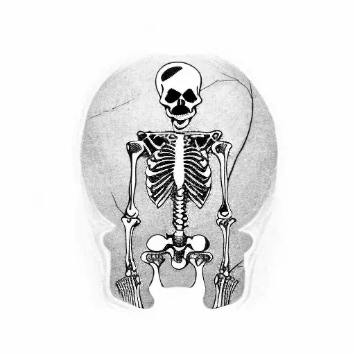 A Tattoo Of A Skeleton Playing A Spooky Arcade Game