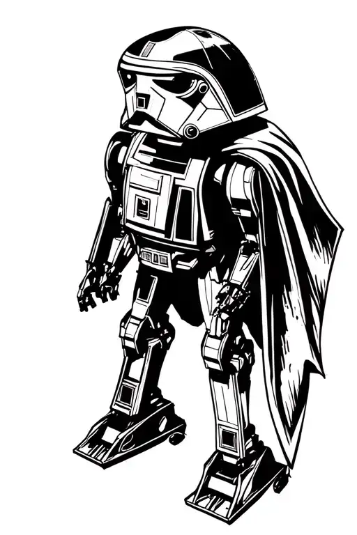 Silhoutte Of A Star Wars Type Droid With A Cape