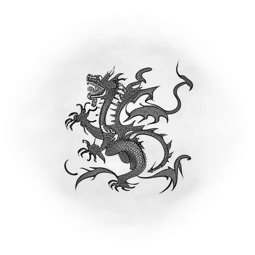 British Flag With A Black Dragon Behind It