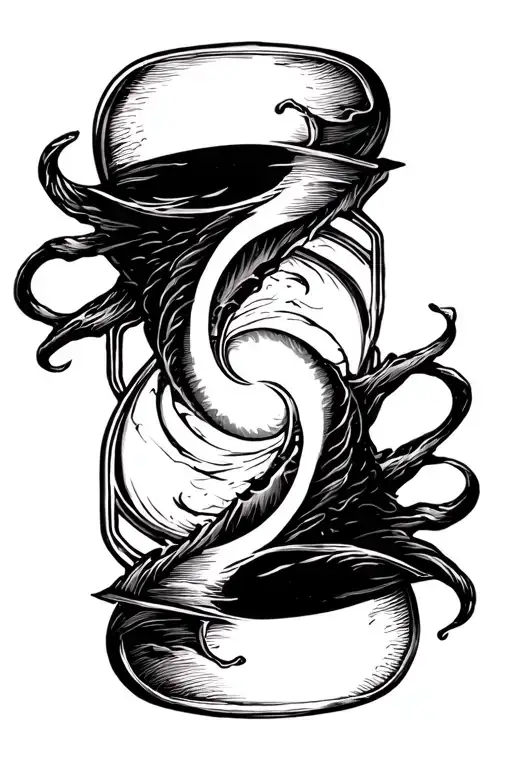Hour Glass With Yin Yang Symbol Intertwined