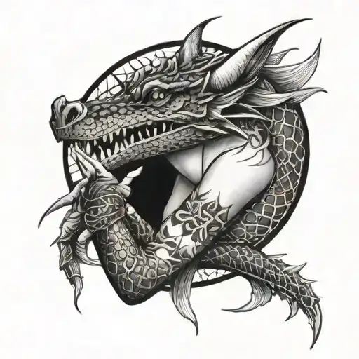 Dragon And Pin Up Girl's Hand