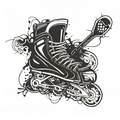 An Abstract Design Combining Hockey Skates And Paintball Masks In A Dynamic Composition