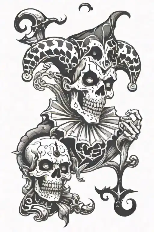 Creepy Jester Design With Smoke And Skulls Surrounded