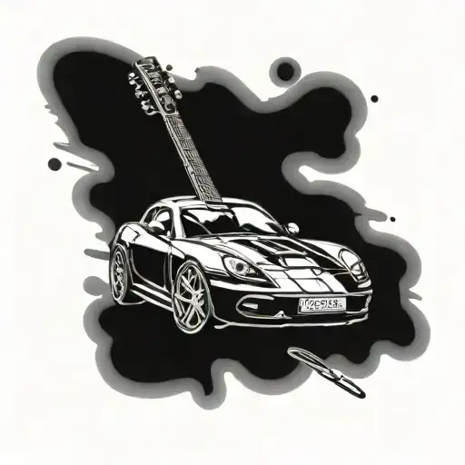 A Sleek Sports Car With Musical Instruments Incorporated Into The Design