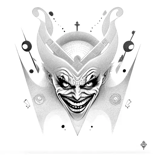 Combine The Joker And The Eye Of Horus In A Blackwork Style