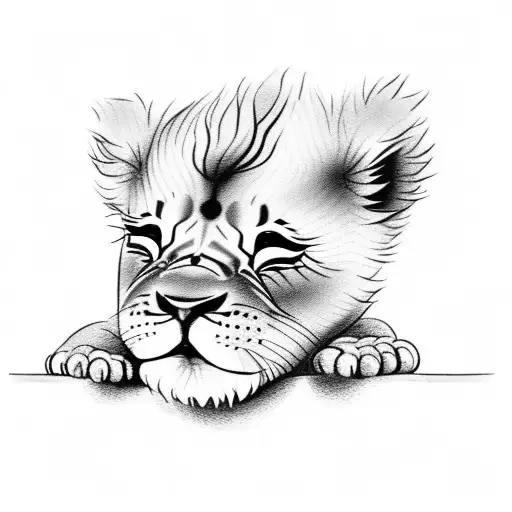 Cute Baby Sleeping Lion