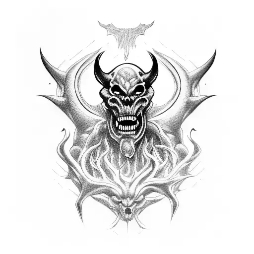 A Demon With Open Arms And Darkness Background