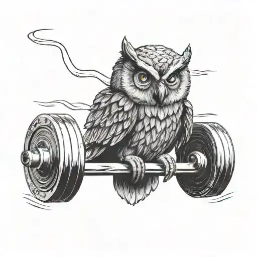 A Weightlifting Owl With Barbells As Its Wings