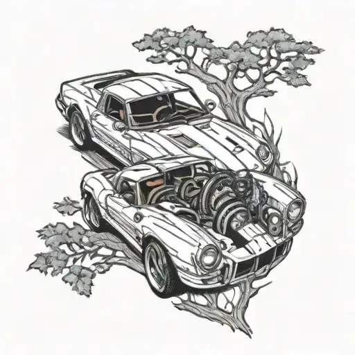 Incorporate A Sleek Sports Car Design Into A Family Tree Motif